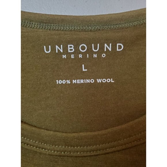 Unbound 100% Merino Wool Womens Large Spruce Slim Crew Neck Tee Shirt Base Layer - Picture 10 of 11
